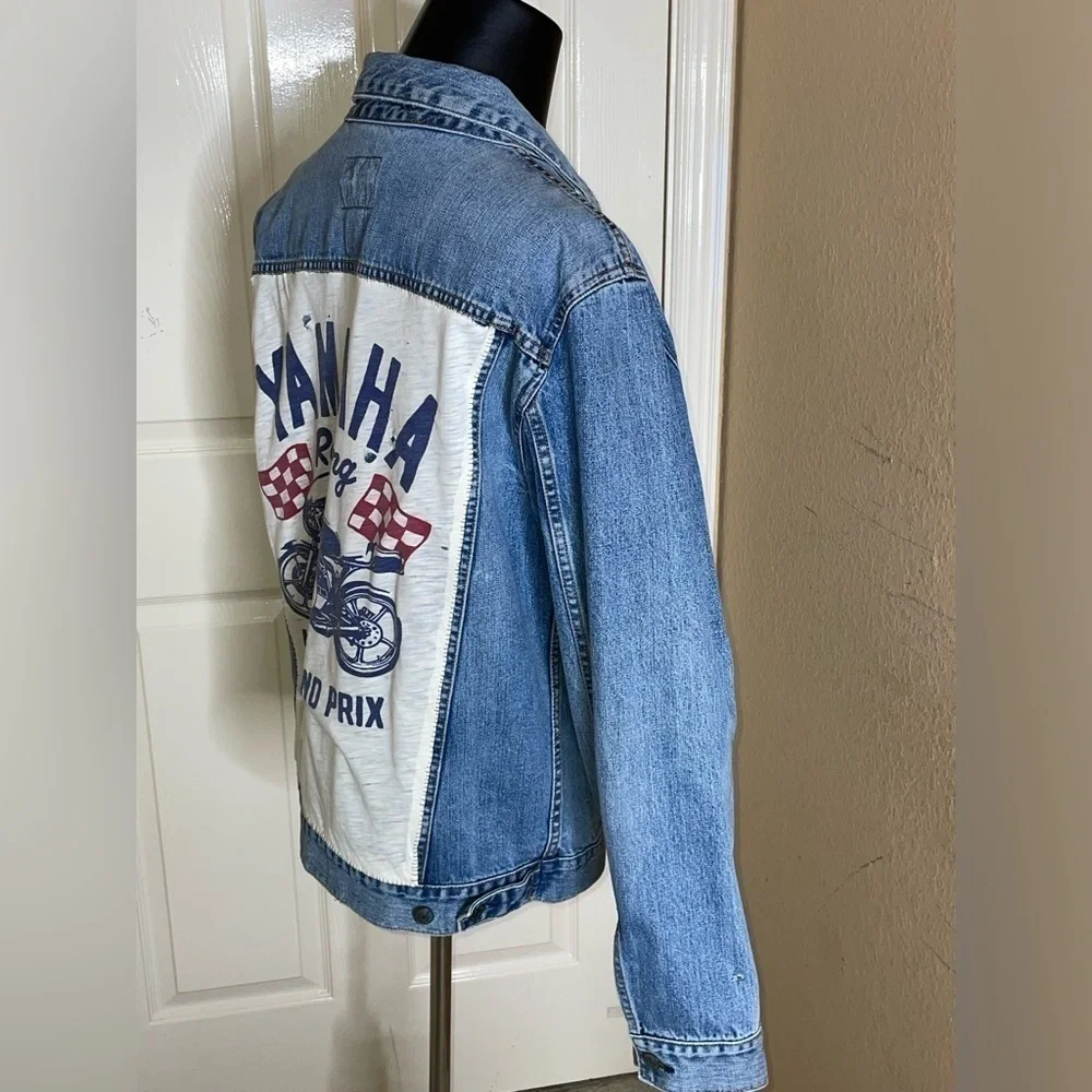 Unisex Gap Denim Gap Customized , Medium Wash Denim Icon Jean Jacket, Sz Large  - Picture 6 of 16